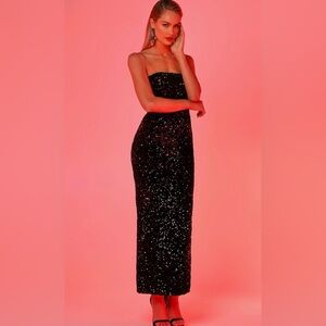 Leslie Sequin Strapless Dress